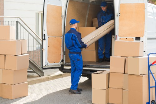 Moving boxes and furniture prepared for a removals service in Ireland