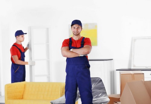 Supervised moving team protecting property and people