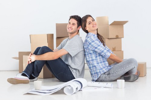 Removal team organizing household items for transport during an Ireland move
