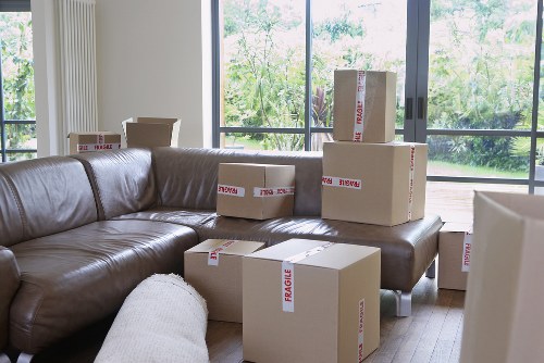 Office furniture being moved during a commercial relocation